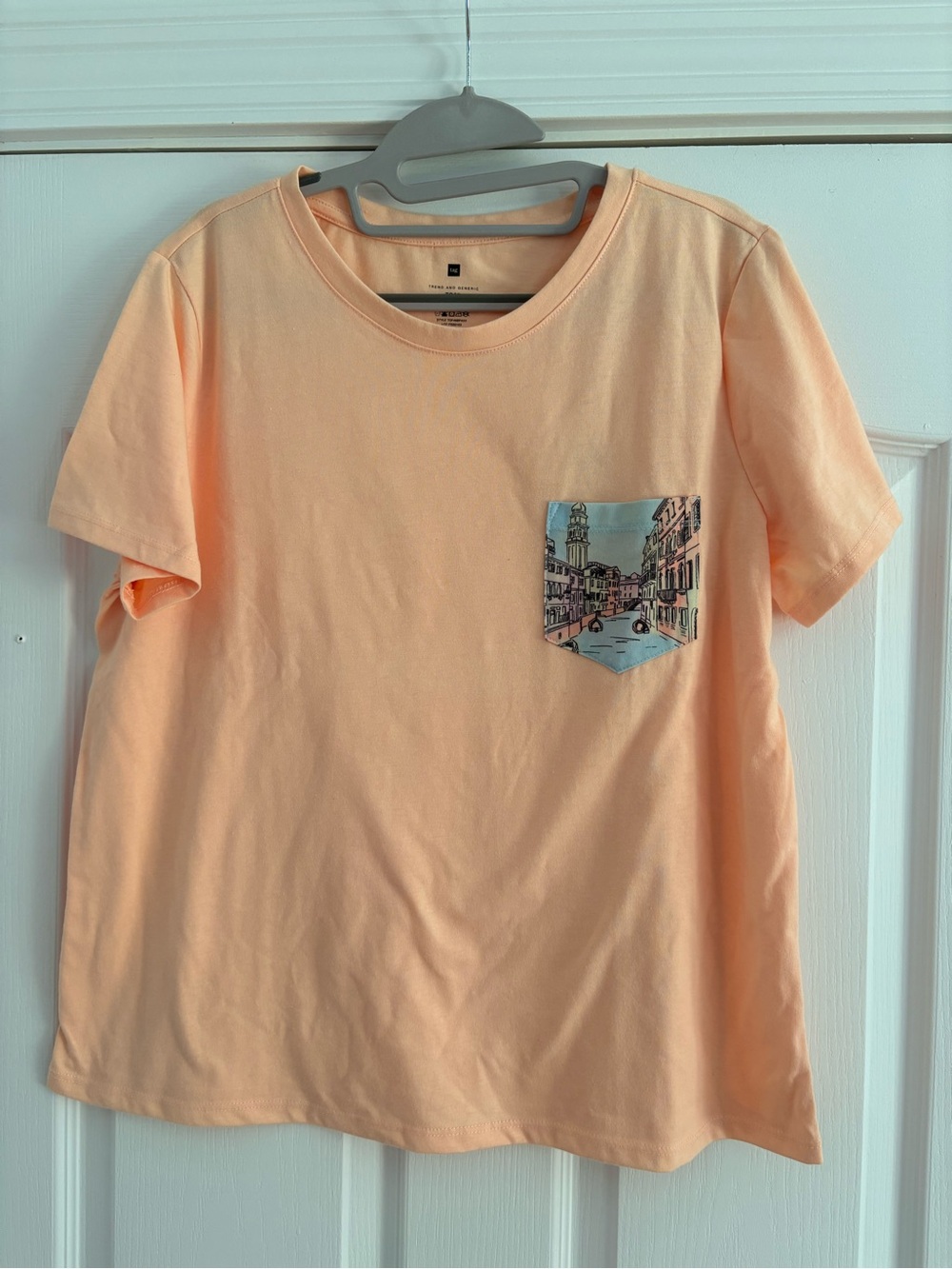 Tag Peach Short Sleeve Tee with Printed Pocket